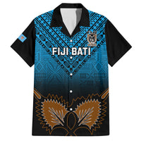 Custom Fiji Tapa Rugby Family Matching Long Sleeve Bodycon Dress and Hawaiian Shirt Pacific 2023 Go Fijian Bati LT14 Dad's Shirt - Short Sleeve Blue - Polynesian Pride
