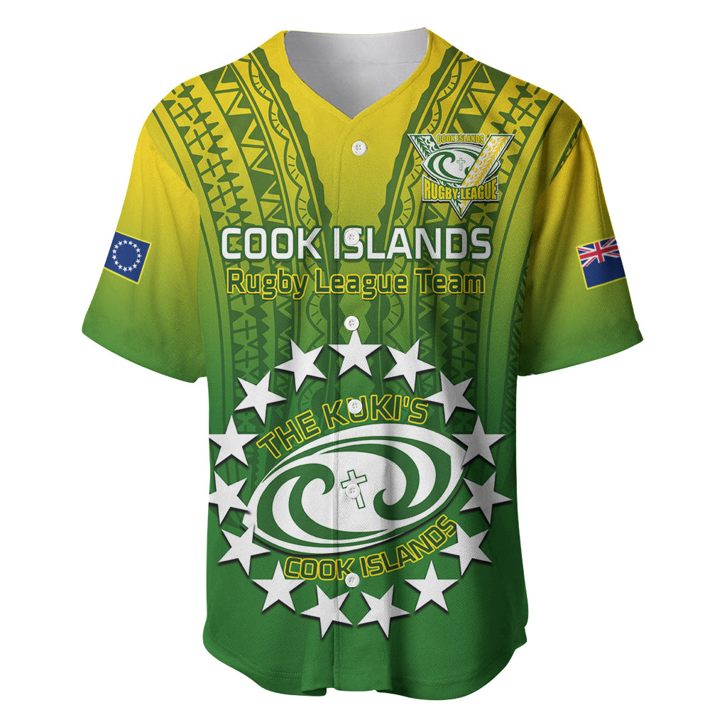 Custom Cook Islands Rugby Baseball Jersey Pacific 2023 Go The Kukis LT14 Green - Polynesian Pride