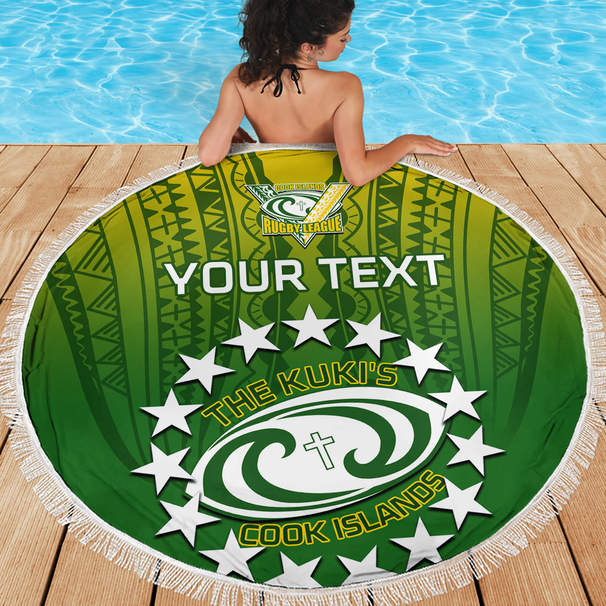 Custom Cook Islands Rugby Beach Blanket Pacific 2023 Go The Kukis LT14 - Wonder Print Shop