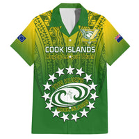 Custom Cook Islands Rugby Family Matching Off Shoulder Maxi Dress and Hawaiian Shirt Pacific 2023 Go The Kukis LT14 Dad's Shirt - Short Sleeve Green - Polynesian Pride