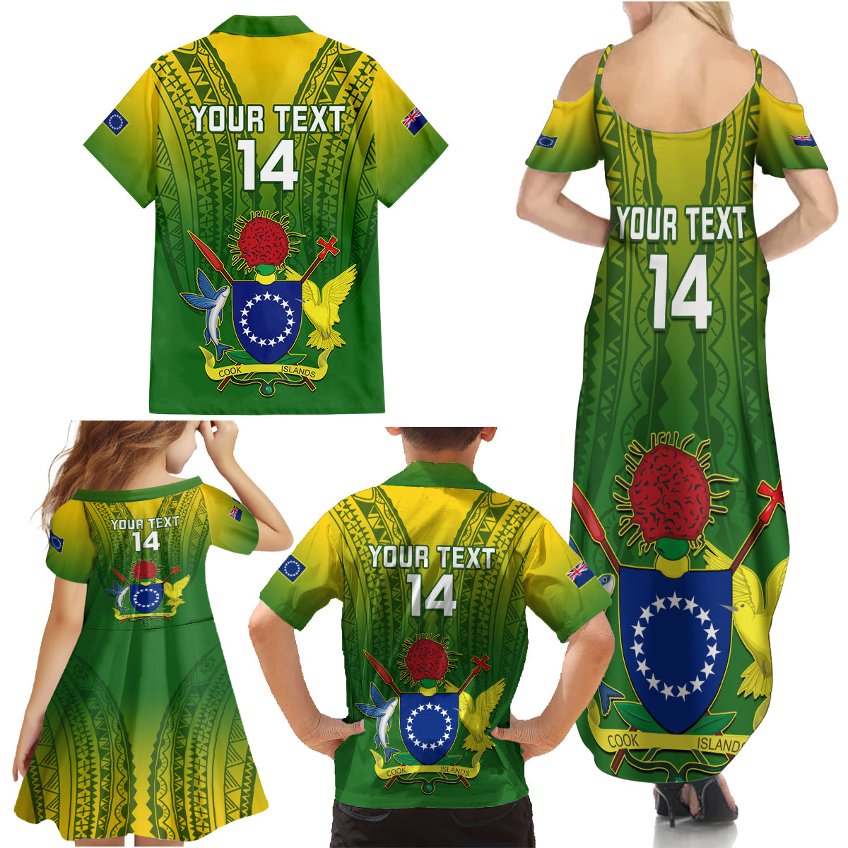 Custom Cook Islands Rugby Family Matching Summer Maxi Dress and Hawaiian Shirt Pacific 2023 Go The Kukis LT14 - Polynesian Pride