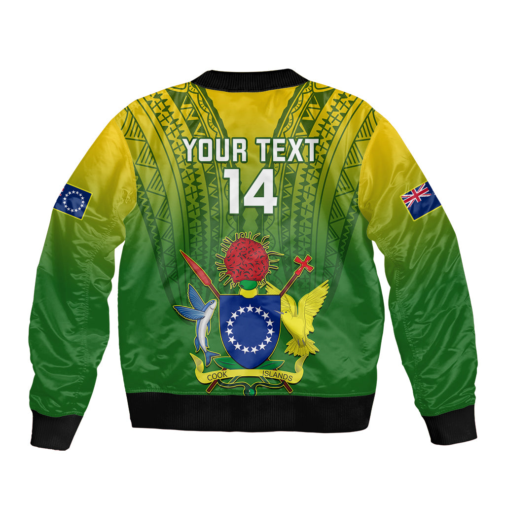 Custom Cook Islands Rugby Sleeve Zip Bomber Jacket Pacific 2023 Go The Kukis LT14 - Polynesian Pride