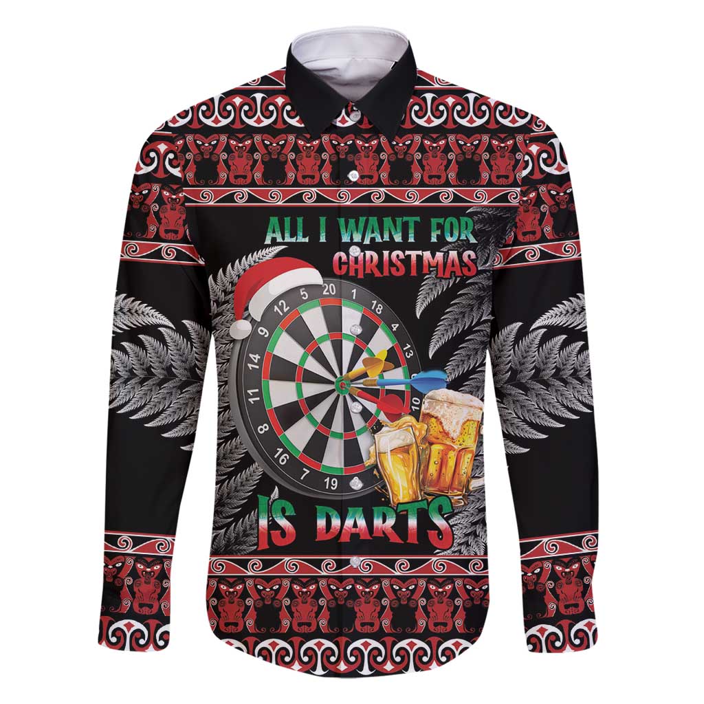 All I Want For Christmas Is Darts New Zealand Family Matching Off Shoulder Maxi Dress and Hawaiian Shirt