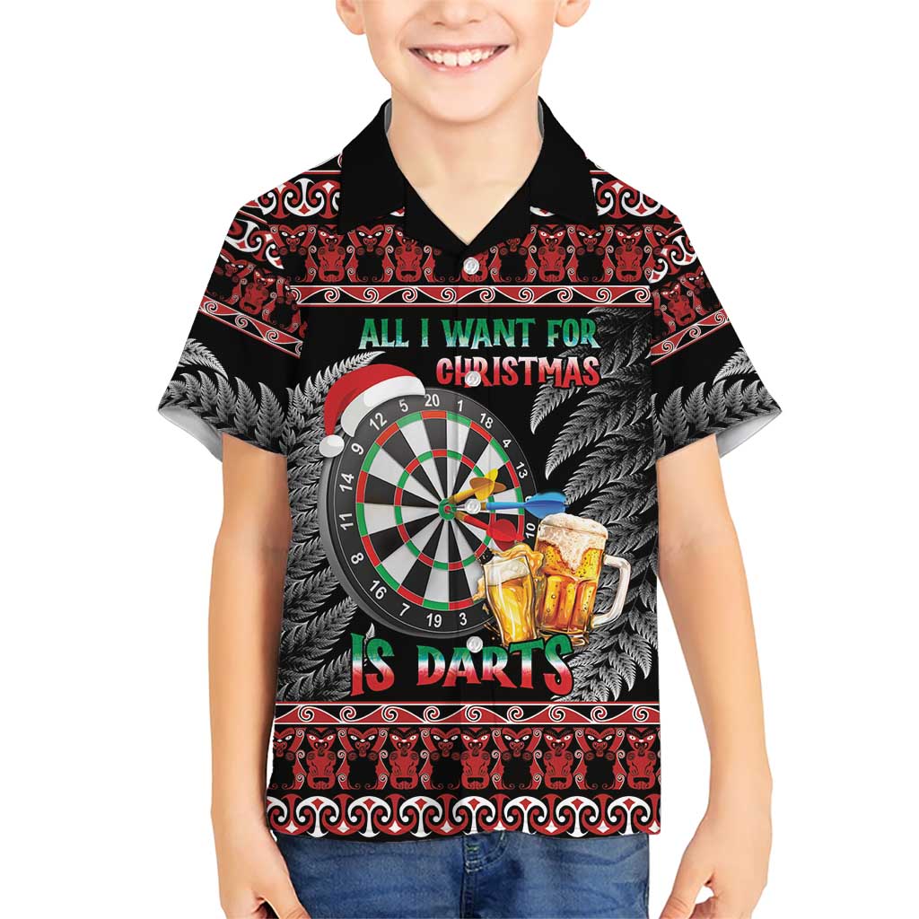 All I Want For Christmas Is Darts New Zealand Family Matching Short Sleeve Bodycon Dress and Hawaiian Shirt