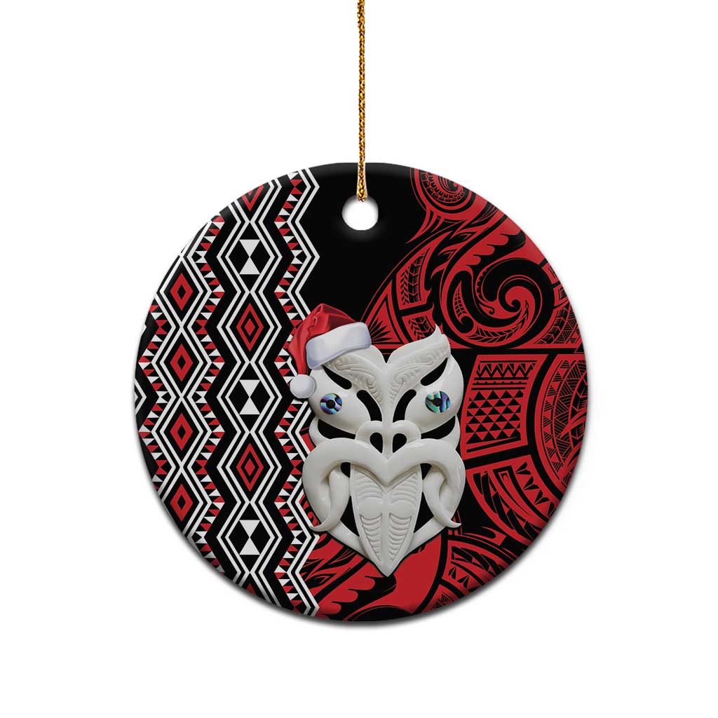 Personalised New Zealand Christmas Ceramic Ornament Meri Kirihimete Maori Wheku - Taniko Art