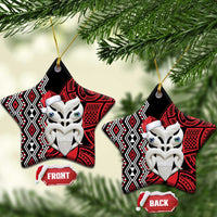 Personalised New Zealand Christmas Ceramic Ornament Meri Kirihimete Maori Wheku - Taniko Art