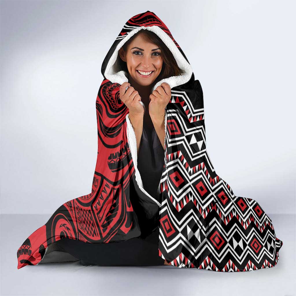 Personalised New Zealand Christmas Hooded Blanket Meri Kirihimete Maori Wheku - Taniko Art