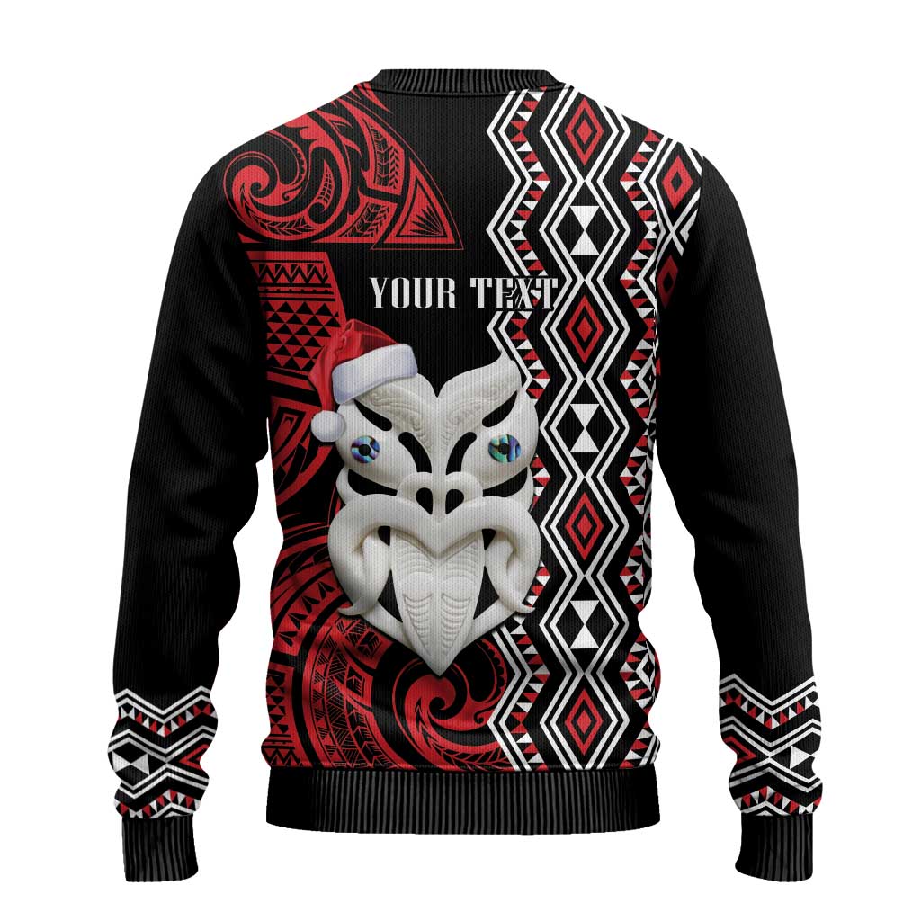 Personalised New Zealand Christmas Ugly Christmas Sweater Meri Kirihimete Maori Wheku - Taniko Art