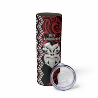 Personalised New Zealand Christmas Skinny Tumbler Meri Kirihimete Maori Wheku - Taniko Art