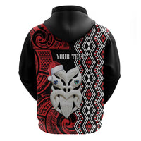 Personalised New Zealand Christmas Zip Hoodie Meri Kirihimete Maori Wheku - Taniko Art