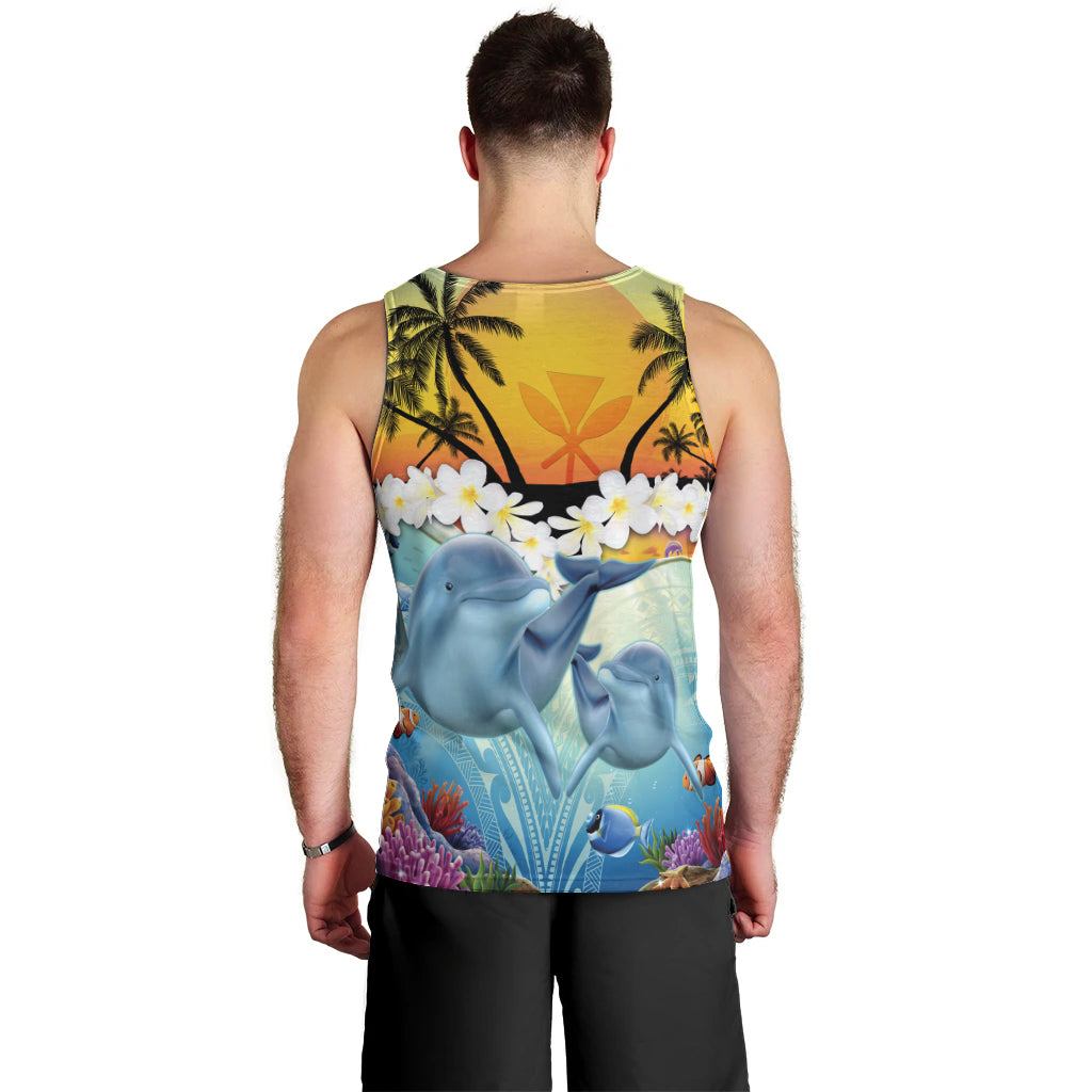 Aloha Hawaii Dolphins Men Tank Top Heart Of The Ocean Tropical Summer Vibes LT14 - Polynesian Pride