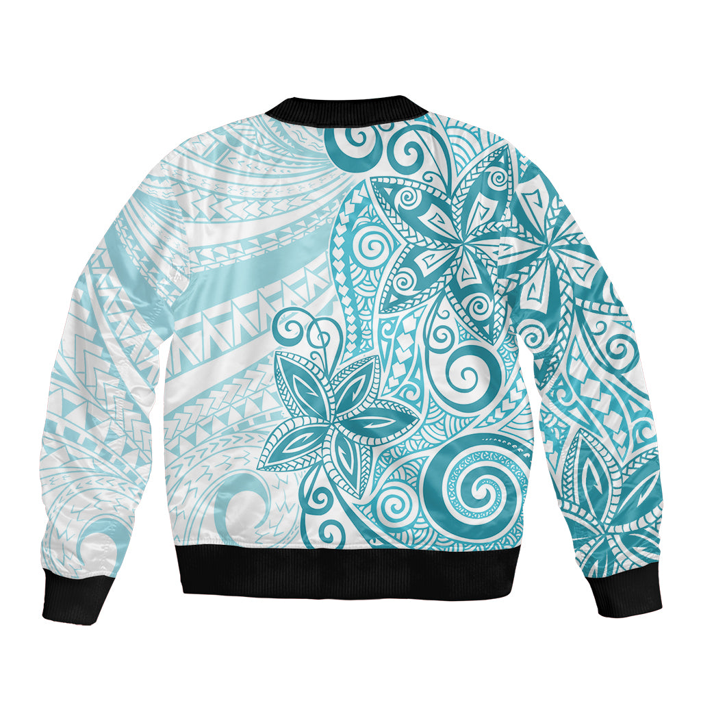 Polynesia Dolphins Bomber Jacket Valentine Day Floral Polynesian - Vintage Dark Cyan LT14 - Polynesian Pride