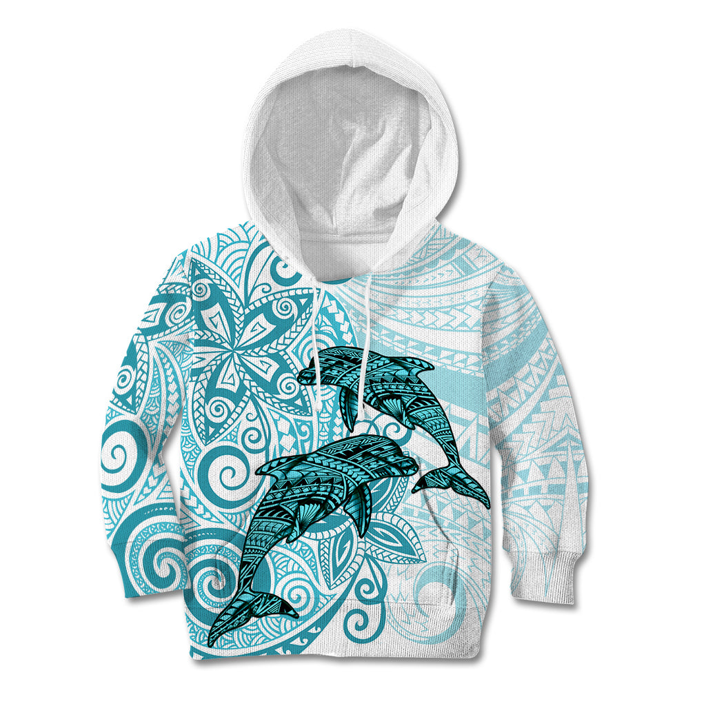 Polynesia Dolphins Kid Hoodie Valentine Day Floral Polynesian - Vintage Dark Cyan LT14 Hoodie Dark Cyan - Polynesian Pride