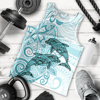 Polynesia Dolphins Men Tank Top Valentine Day Floral Polynesian - Vintage Dark Cyan LT14 - Polynesian Pride