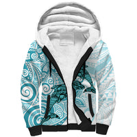 Polynesia Dolphins Sherpa Hoodie Valentine Day Floral Polynesian - Vintage Dark Cyan LT14 Unisex Dark Cyan - Polynesian Pride