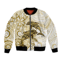 Polynesia Dolphins Bomber Jacket Valentine Day Floral Polynesian - Vintage Brown LT14 Unisex Brown - Polynesian Pride