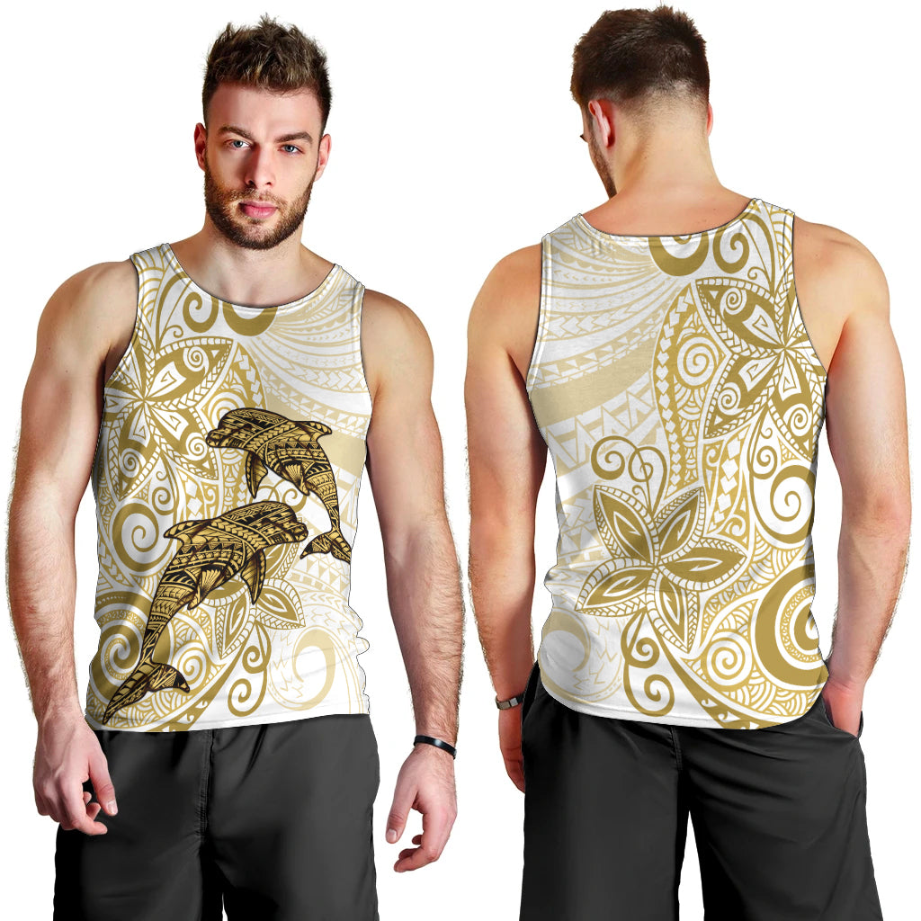Polynesia Dolphins Men Tank Top Valentine Day Floral Polynesian - Vintage Brown LT14 - Polynesian Pride