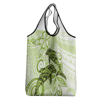 Polynesia Dolphins Grocery Bag Valentine Day Floral Polynesian - Vintage Lime Green