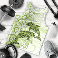 Polynesia Dolphins Men Tank Top Valentine Day Floral Polynesian - Vintage Lime Green LT14 - Polynesian Pride