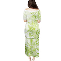 Polynesia Dolphins Puletasi Valentine Day Floral Polynesian - Vintage Lime Green LT14 - Polynesian Pride