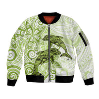 Polynesia Dolphins Sleeve Zip Bomber Jacket Valentine Day Floral Polynesian - Vintage Lime Green LT14 Unisex Lime Green - Polynesian Pride