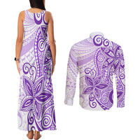 Polynesia Dolphins Couples Matching Tank Maxi Dress and Long Sleeve Button Shirt Valentine Day Floral Polynesian - Vintage Purple LT14 - Polynesian Pride