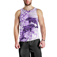 Polynesia Dolphins Men Tank Top Valentine Day Floral Polynesian - Vintage Purple LT14 - Polynesian Pride