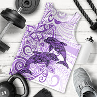 Polynesia Dolphins Men Tank Top Valentine Day Floral Polynesian - Vintage Purple LT14 - Polynesian Pride