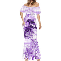 Polynesia Dolphins Mermaid Dress Valentine Day Floral Polynesian - Vintage Purple LT14 - Polynesian Pride