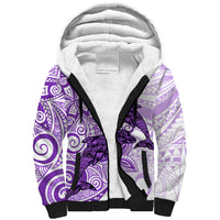 Polynesia Dolphins Sherpa Hoodie Valentine Day Floral Polynesian - Vintage Purple LT14 Unisex Purple - Polynesian Pride