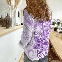 Polynesia Dolphins Women Casual Shirt Valentine Day Floral Polynesian - Vintage Purple LT14 - Polynesian Pride
