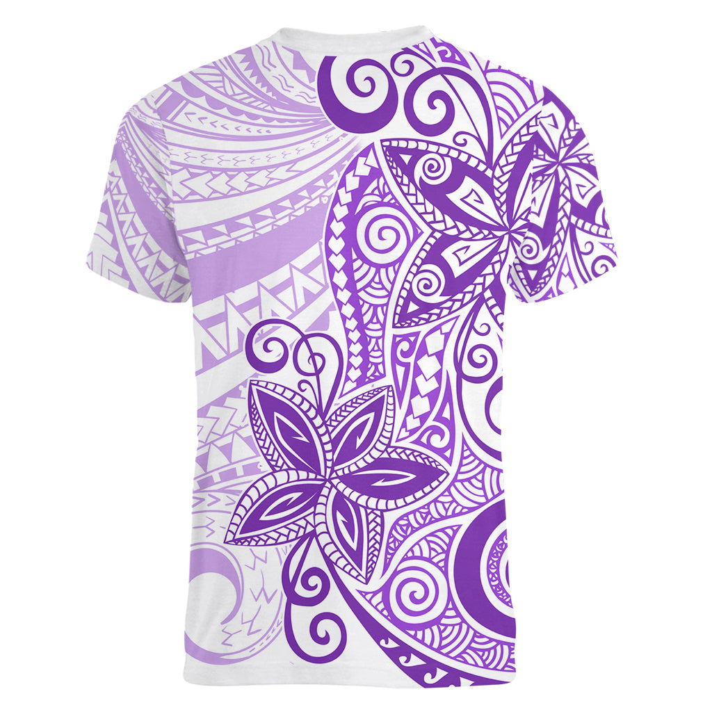 Polynesia Dolphins Women V Neck T Shirt Valentine Day Floral Polynesian - Vintage Purple LT14 - Polynesian Pride