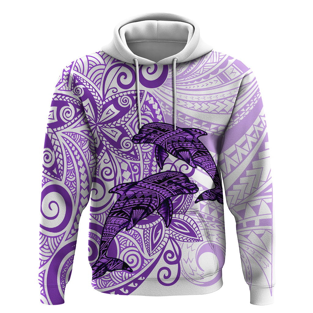 Polynesia Dolphins Zip Hoodie Valentine Day Floral Polynesian - Vintage Purple LT14 Pullover Hoodie Purple - Polynesian Pride