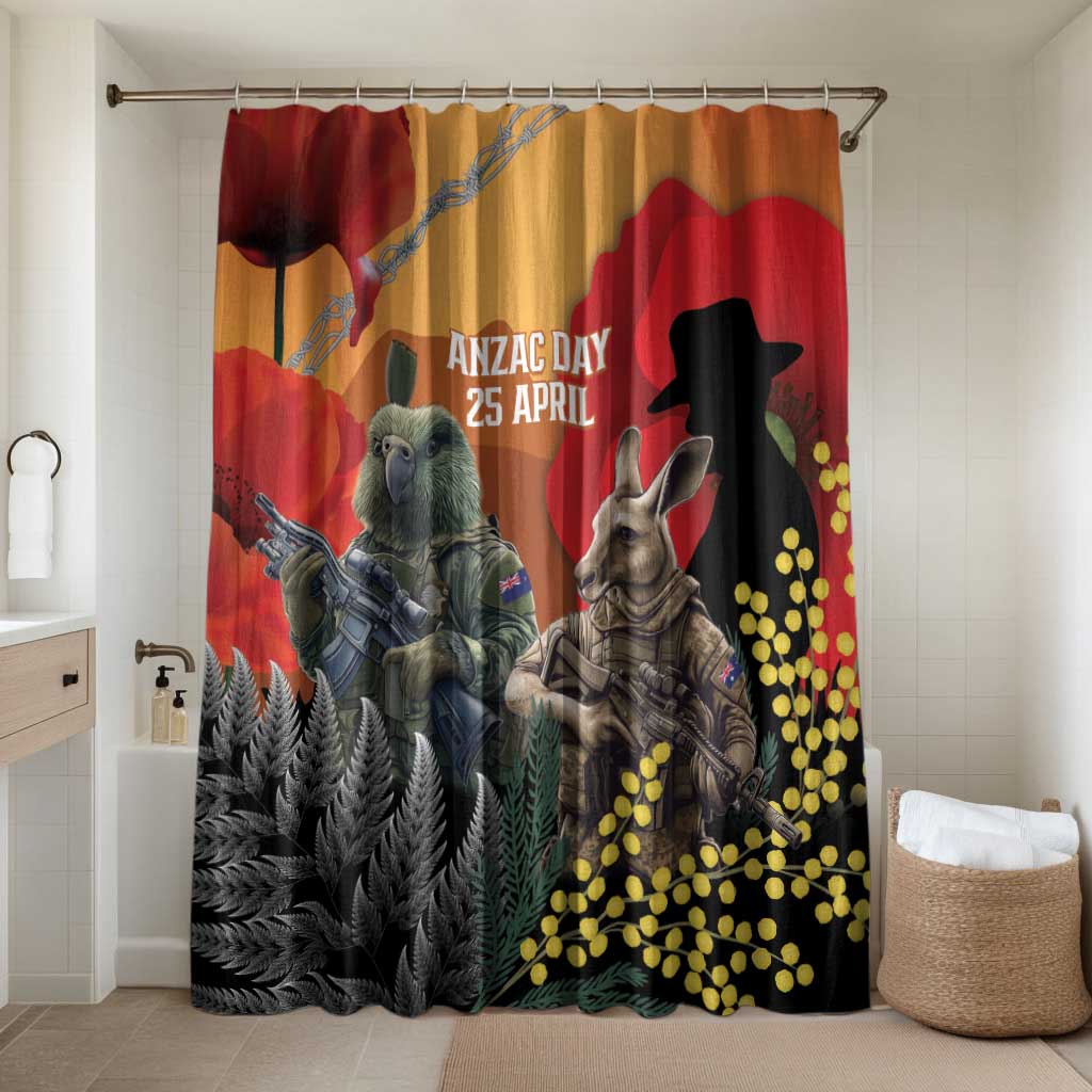 New Zealand and Australia ANZAC Day Bathroom Set Sliver Fern Kakapo With Golden Wattle Kangaroo - Polynesian Pride