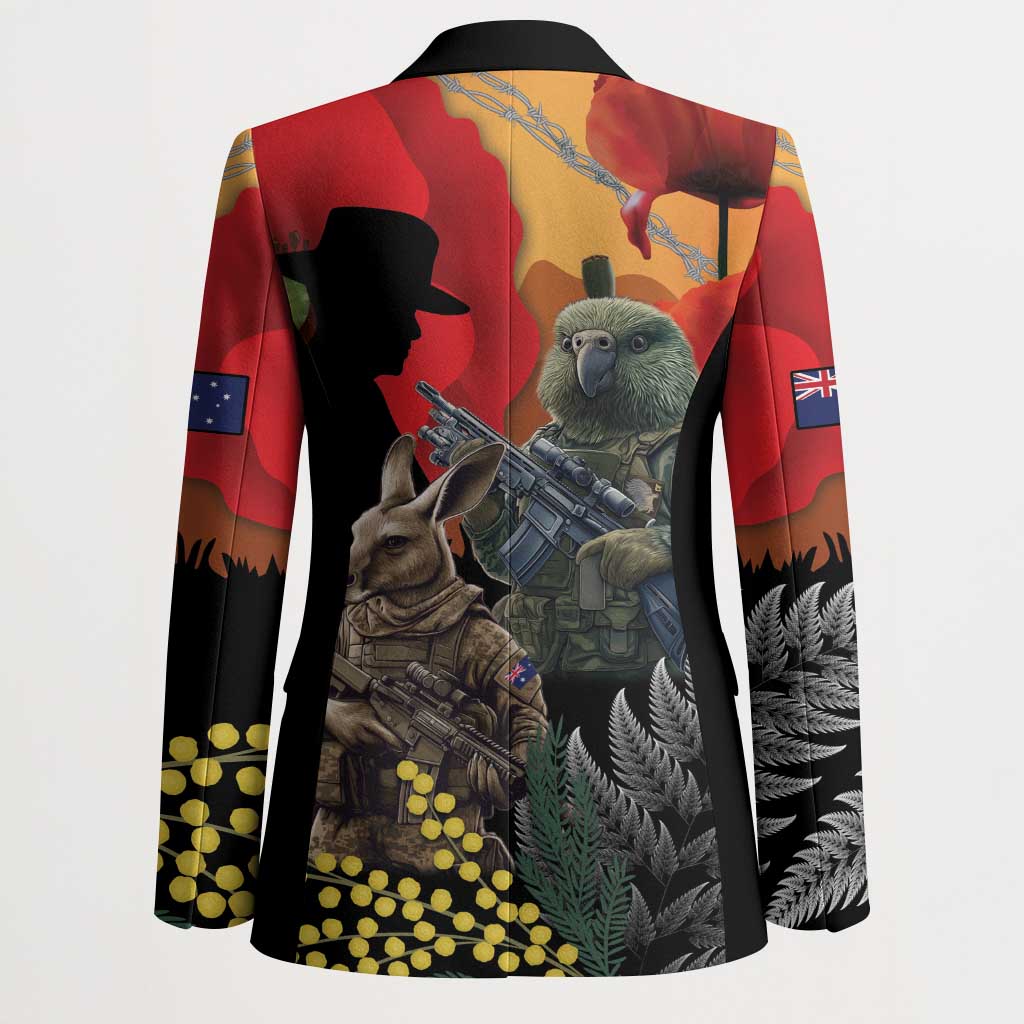 New Zealand and Australia ANZAC Day Blazer Sliver Fern Kakapo With Golden Wattle Kangaroo - Polynesian Pride