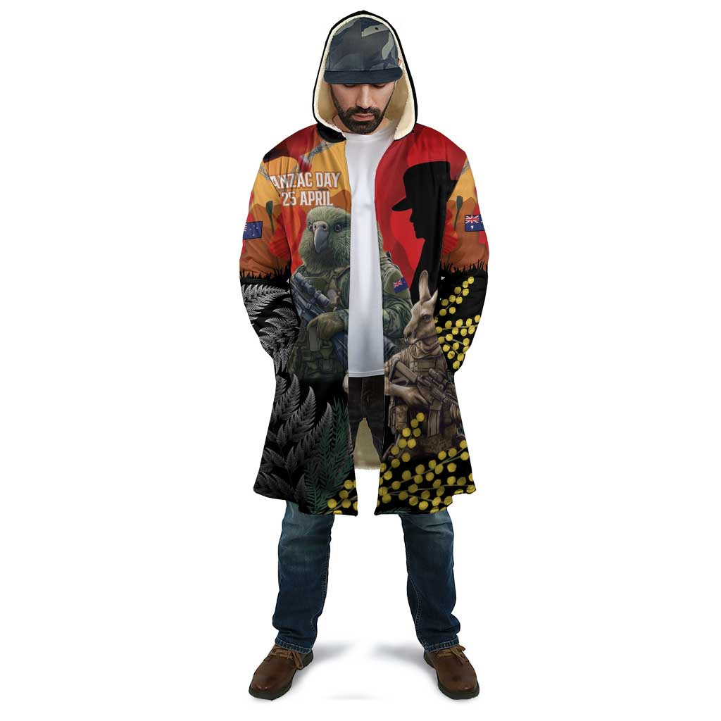 New Zealand and Australia ANZAC Day Cloak Sliver Fern Kakapo With Golden Wattle Kangaroo - Polynesian Pride