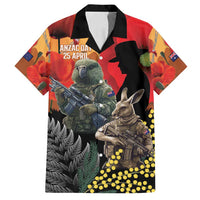 New Zealand and Australia ANZAC Day Family Matching Puletasi and Hawaiian Shirt Sliver Fern Kakapo With Golden Wattle Kangaroo