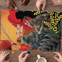 New Zealand and Australia ANZAC Day Puzzle Sliver Fern Kakapo With Golden Wattle Kangaroo - Polynesian Pride