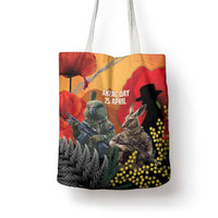 New Zealand and Australia ANZAC Day Tote Bag Sliver Fern Kakapo With Golden Wattle Kangaroo - Polynesian Pride
