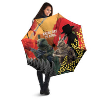 New Zealand and Australia ANZAC Day Umbrella Sliver Fern Kakapo With Golden Wattle Kangaroo - Polynesian Pride