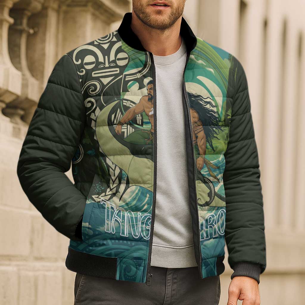 Aotearoa Tangaroa Atua Bomber Puffer Jacket New Zealand God Of The Ocean - Polynesian Pride
