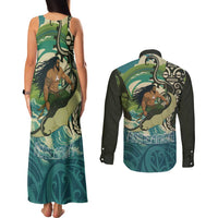 Aotearoa Tangaroa Atua Couples Matching Tank Maxi Dress and Long Sleeve Button Shirt New Zealand God Of The Ocean