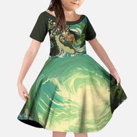 Aotearoa Tangaroa Atua Family Matching Off The Shoulder Long Sleeve Dress and Hawaiian Shirt New Zealand God Of The Ocean
