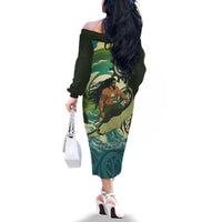 Aotearoa Tangaroa Atua Family Matching Off The Shoulder Long Sleeve Dress and Hawaiian Shirt New Zealand God Of The Ocean