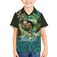 Aotearoa Tangaroa Atua Family Matching Off The Shoulder Long Sleeve Dress and Hawaiian Shirt New Zealand God Of The Ocean