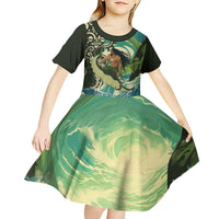 Aotearoa Tangaroa Atua Kid Short Sleeve Dress New Zealand God Of The Ocean
