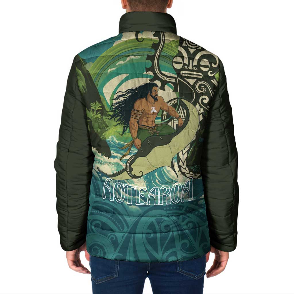 Aotearoa Tangaroa Atua Padded Jacket New Zealand God Of The Ocean - Polynesian Pride