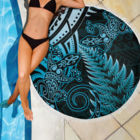 New Zealand Lizard Beach Blanket Silver Fern Aotearoa Maori Blue Version