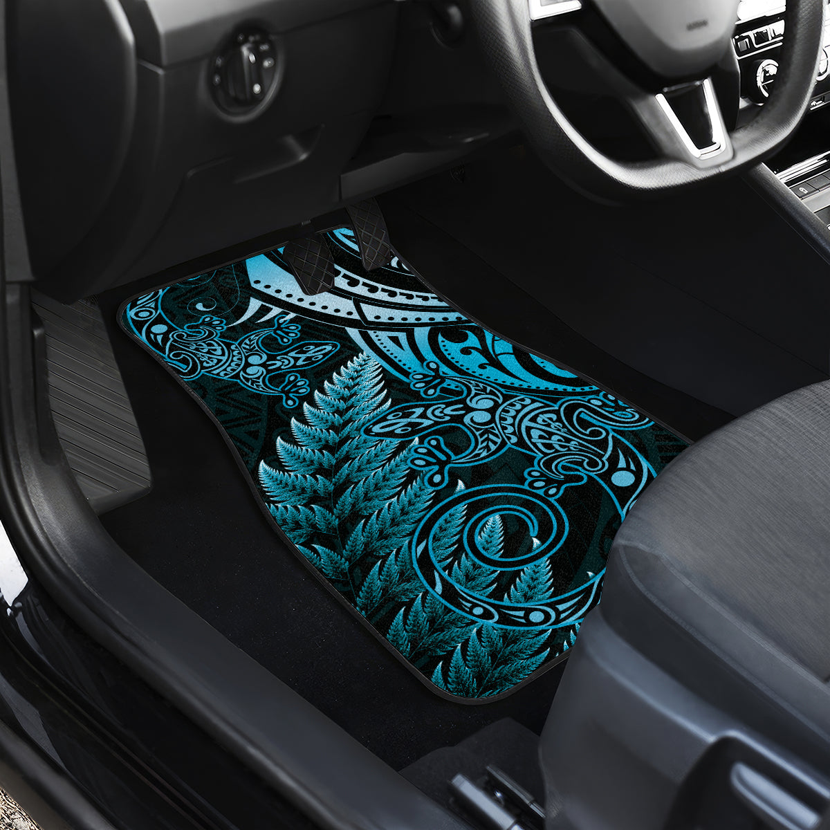 New Zealand Lizard Car Mats Silver Fern Aotearoa Maori Blue Version