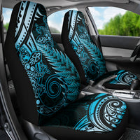 New Zealand Lizard Car Seat Cover Silver Fern Aotearoa Maori Blue Version